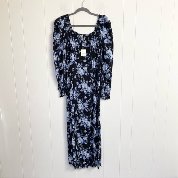 NWT $168 Free People Jaymes Midi Dress Floral Printed Blue Black Combo Sz XS - Picture 4 of 16
